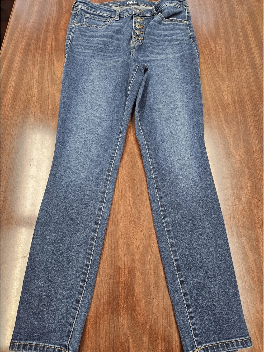 Style & Co Women's Size 10 Blue Skinny Leg Jeans with Button Fly Stretch Denim